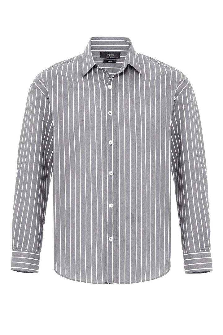 ANT Antioch Gray Oversized Striped Men's Shirt - Ternopil