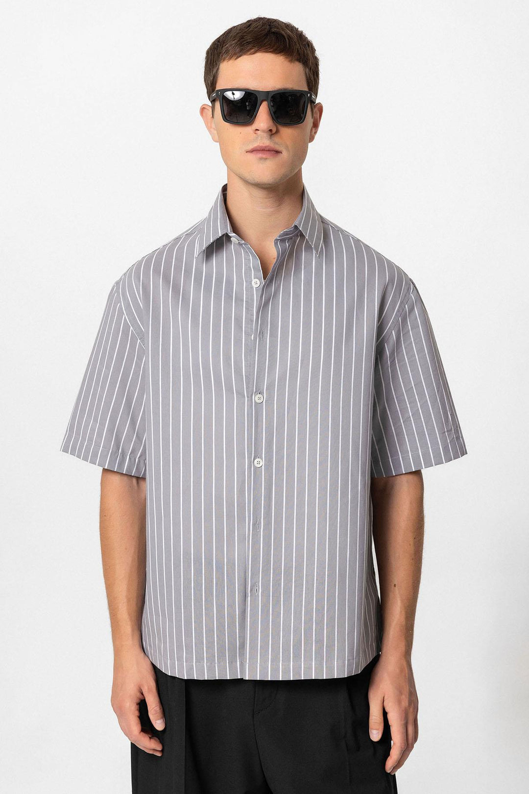 ANT Oversized Short Sleeve Striped Men's Shirt - Plymouth