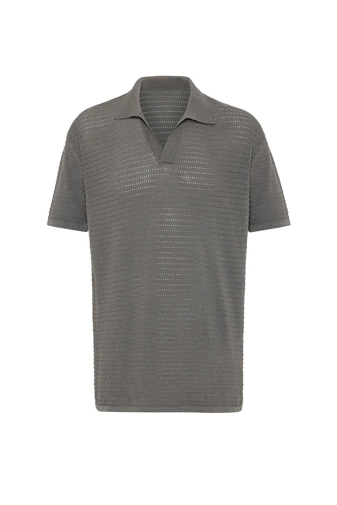 ANT Antioch Gri Polo Yaka Dokulu Erkek Triko T-Shirt - Guaynabo