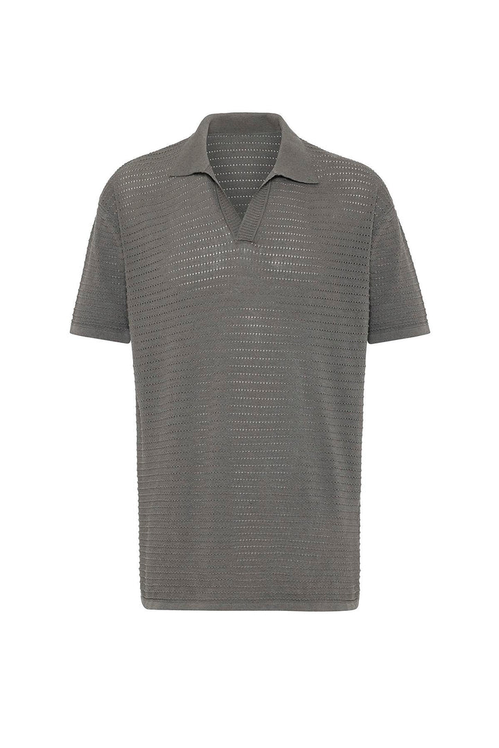 ANT Antioch Gri Polo Yaka Dokulu Erkek Triko T-Shirt - Guaynabo