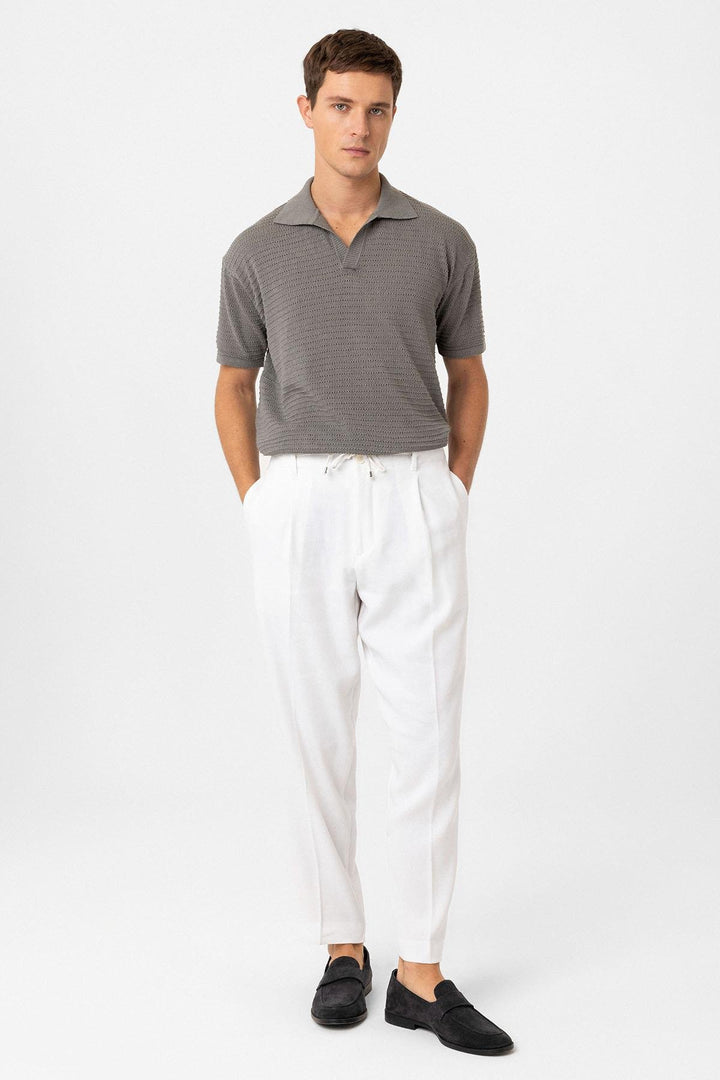 ANT Antioch Gri Polo Yaka Dokulu Erkek Triko T-Shirt - Guaynabo