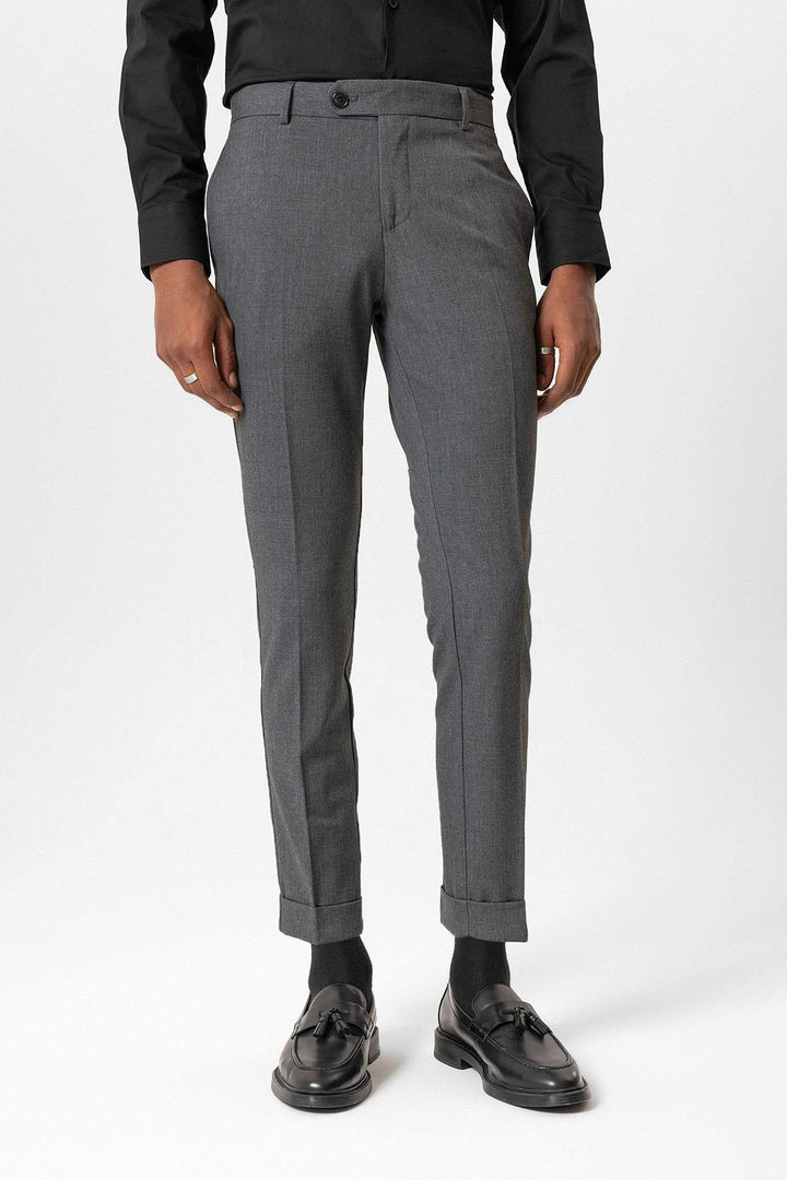 ANT Antioch Gri Regular Fit Duble Paça Erkek Pantolon - Savannah