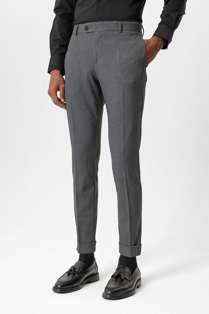 ANT Antioch Gri Regular Fit Duble Paça Erkek Pantolon - Savannah