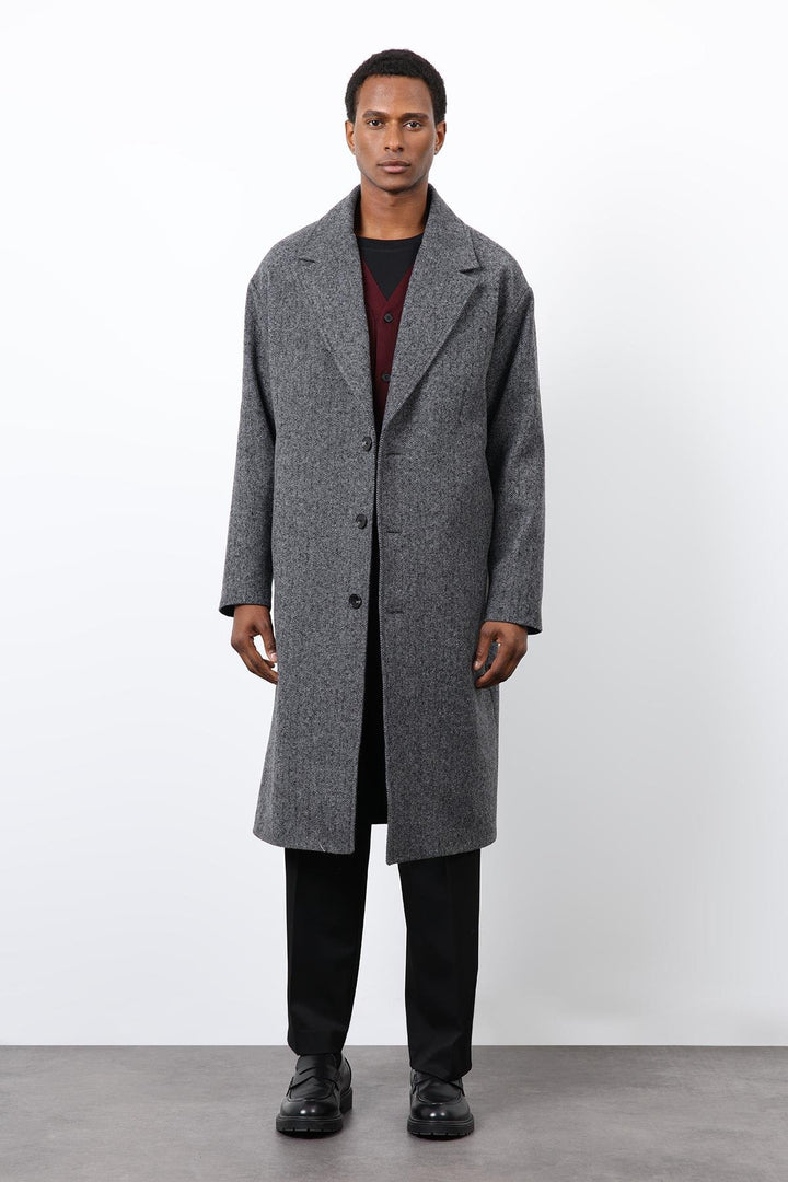 ANT Antioch Gray Relax Fit Fishbone Patterned Men's Coat - Columbia