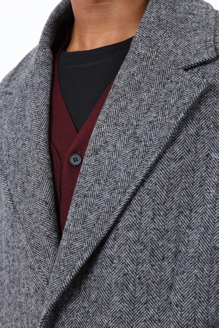 ANT Antioch Gray Relax Fit Fishbone Patterned Men's Coat - Columbia