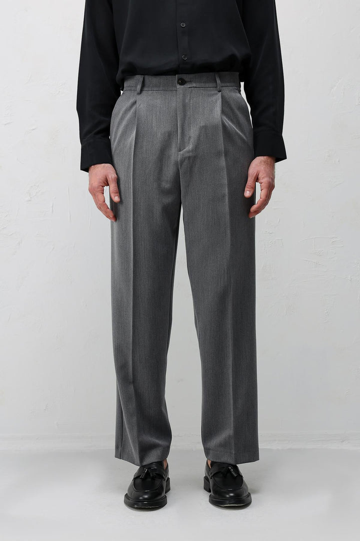 ANT Antioch Gri Relax Fit Pilili Erkek Pantolon - Târgu Jiu
