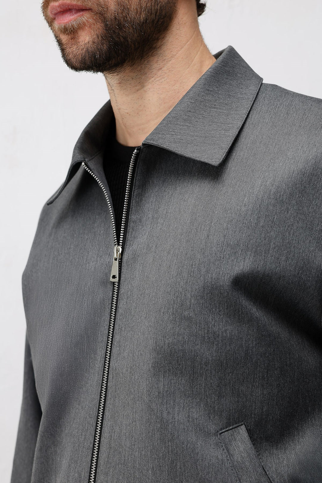 ANT Antioch Gri Relaxed Fit Fermuarlı Erkek Mont - Marana