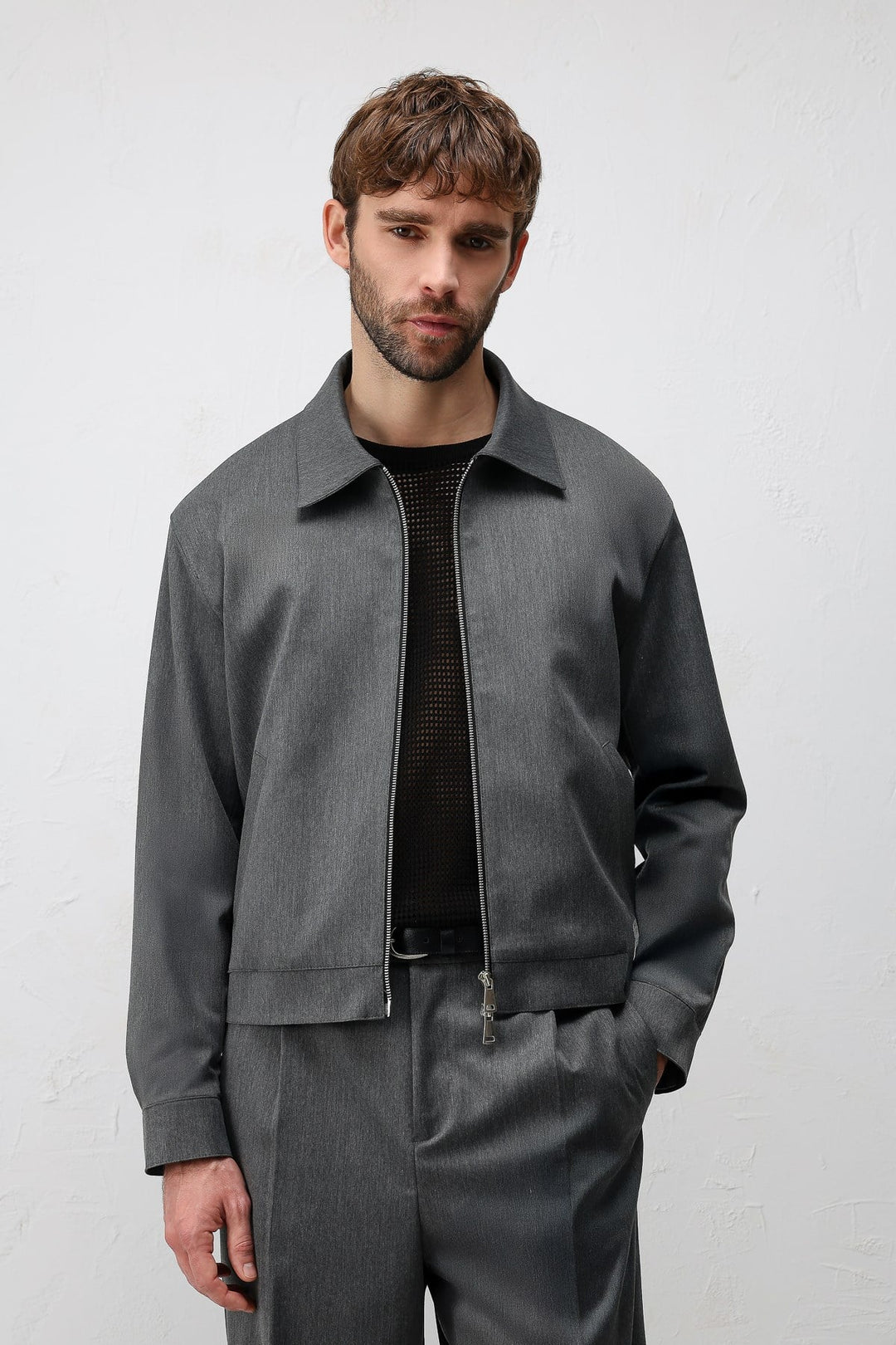 ANT Antioch Gri Relaxed Fit Fermuarlı Erkek Mont - Marana