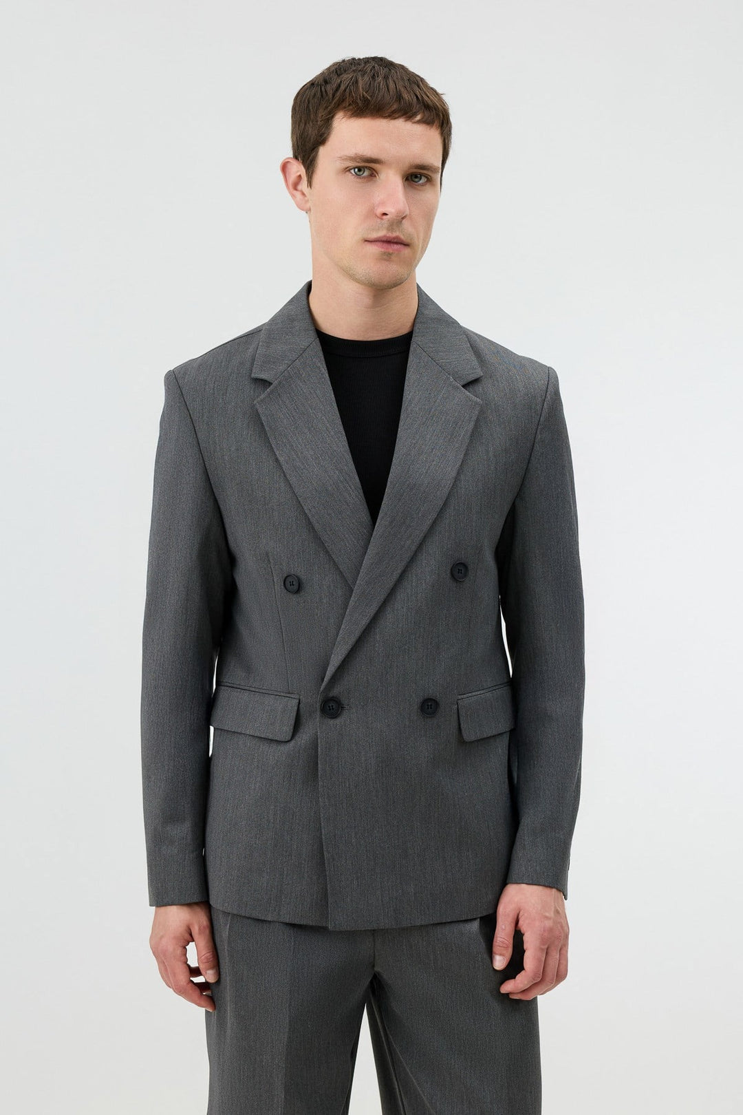 ANT Antioch Gri Relaxed Kruvaze Erkek Blazer Ceket - Kendall
