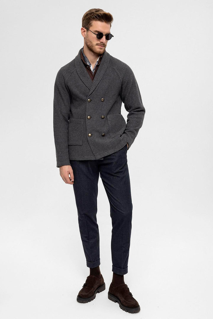 ANT Antioch Gray Shawl Collar Wrap Closure Men's Cardigan - Margate