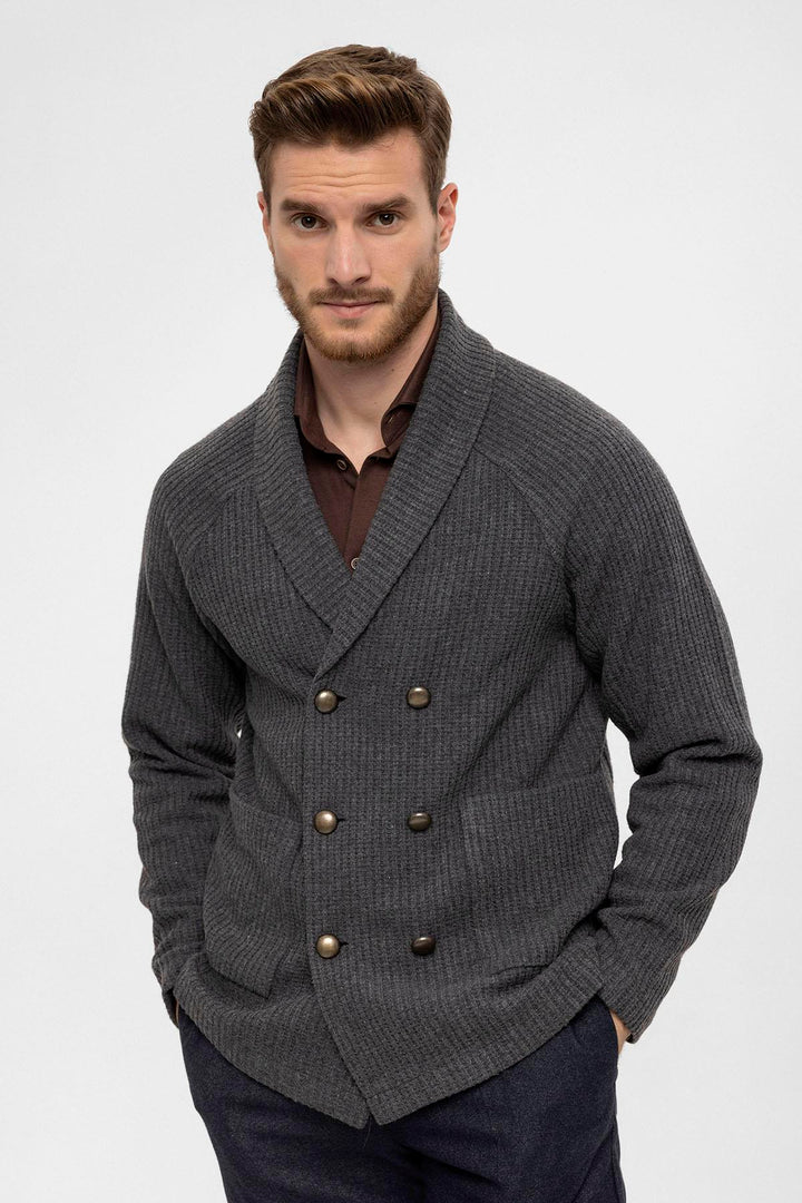 ANT Antioch Gray Shawl Collar Wrap Closure Men's Cardigan - Margate