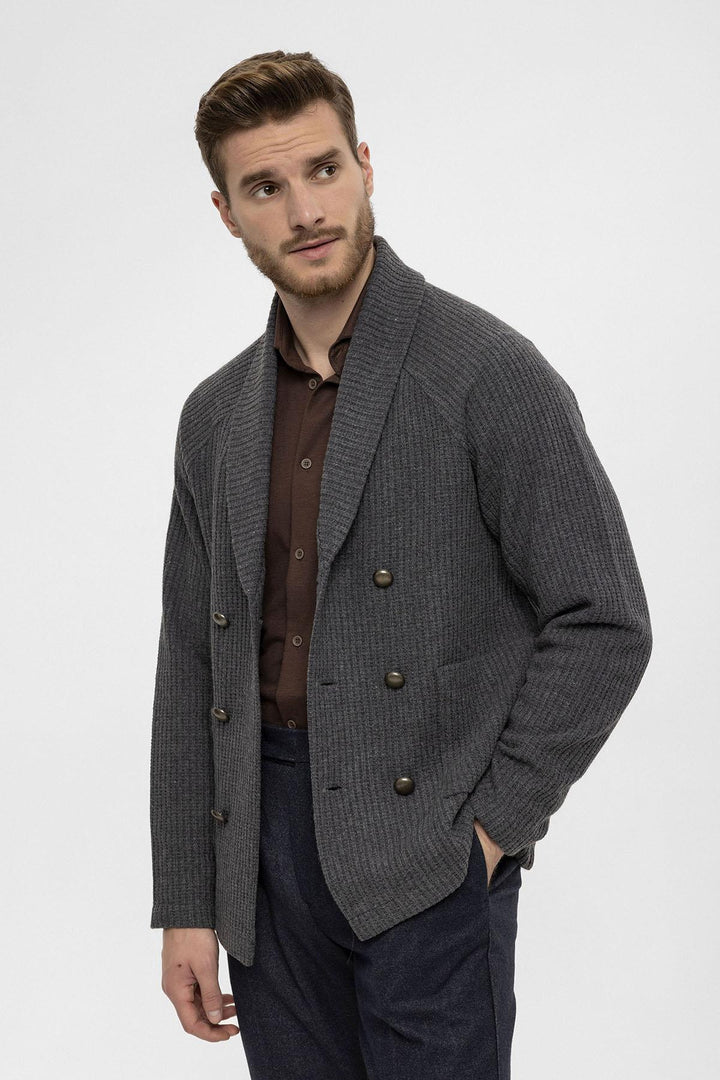 ANT Shawl Collar Double Breasted Closure Men's Cardigan - Lower Hutt