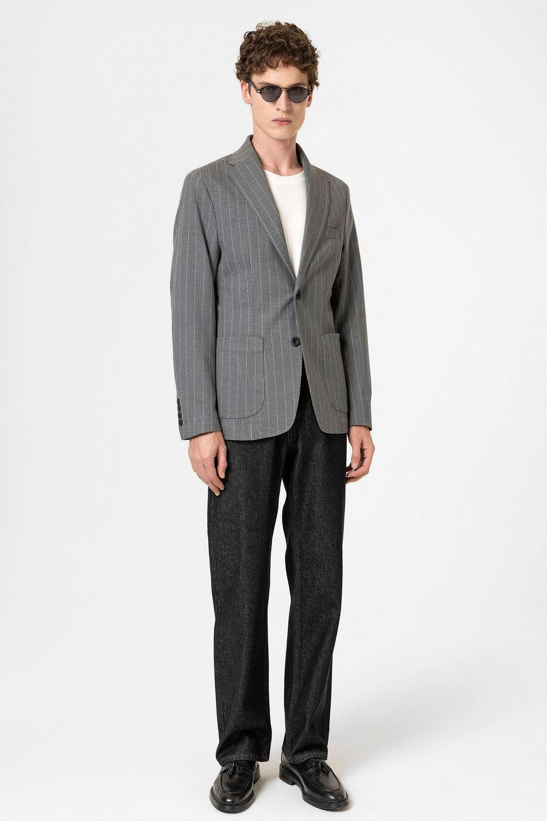 ANT Antioch Gray Slim Fit Striped Men's Blazer Jacket - Piteşti