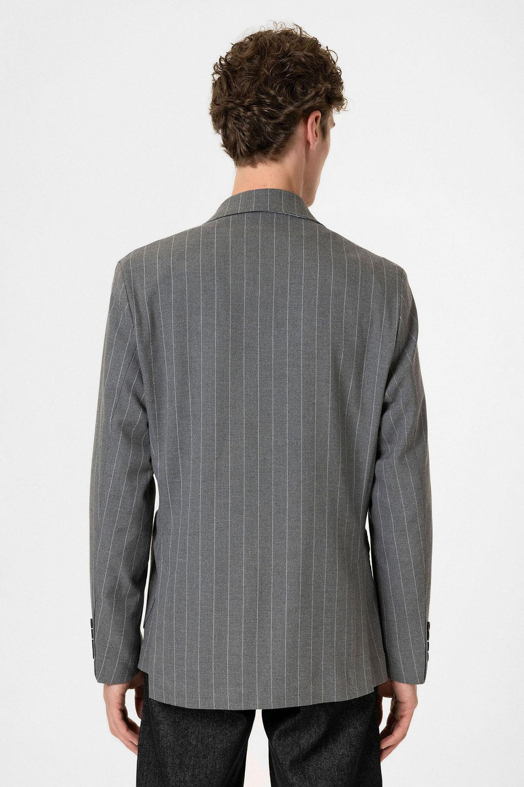 ANT Antioch Gray Slim Fit Striped Men's Blazer Jacket - Piteşti