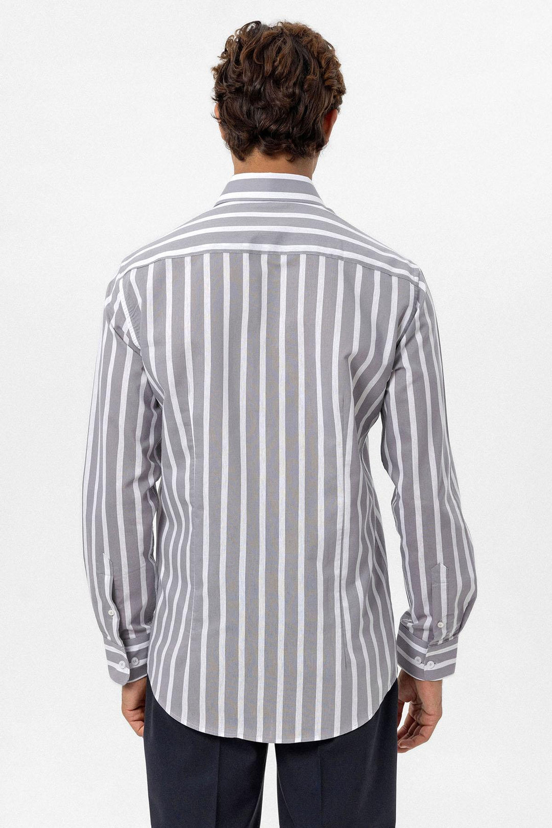 ANT Antioch Gray Slim Fit Striped Men's Shirt - Casoria