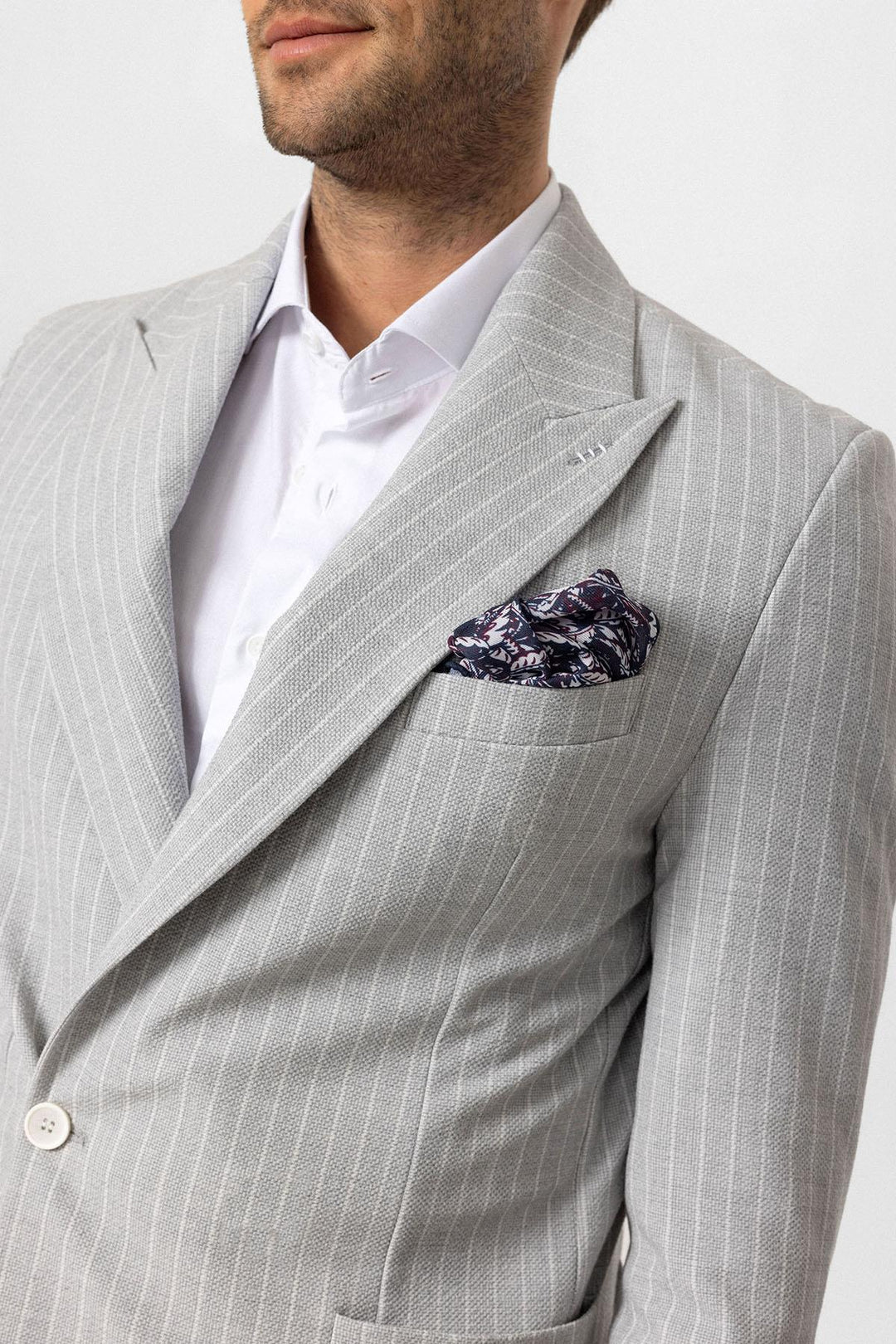 ANT Antioch Gray Single Button Double Breasted Striped Men's Blazer Jacket - Maricopa