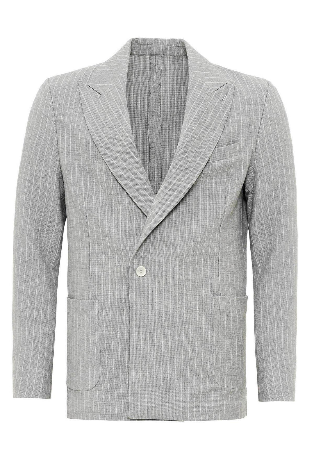 ANT Antioch Gray Single Button Double Breasted Striped Men's Blazer Jacket - Maricopa