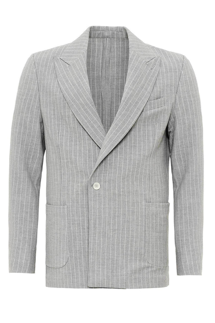 ANT Antioch Gray Single Button Double Breasted Striped Men's Blazer Jacket - Maricopa