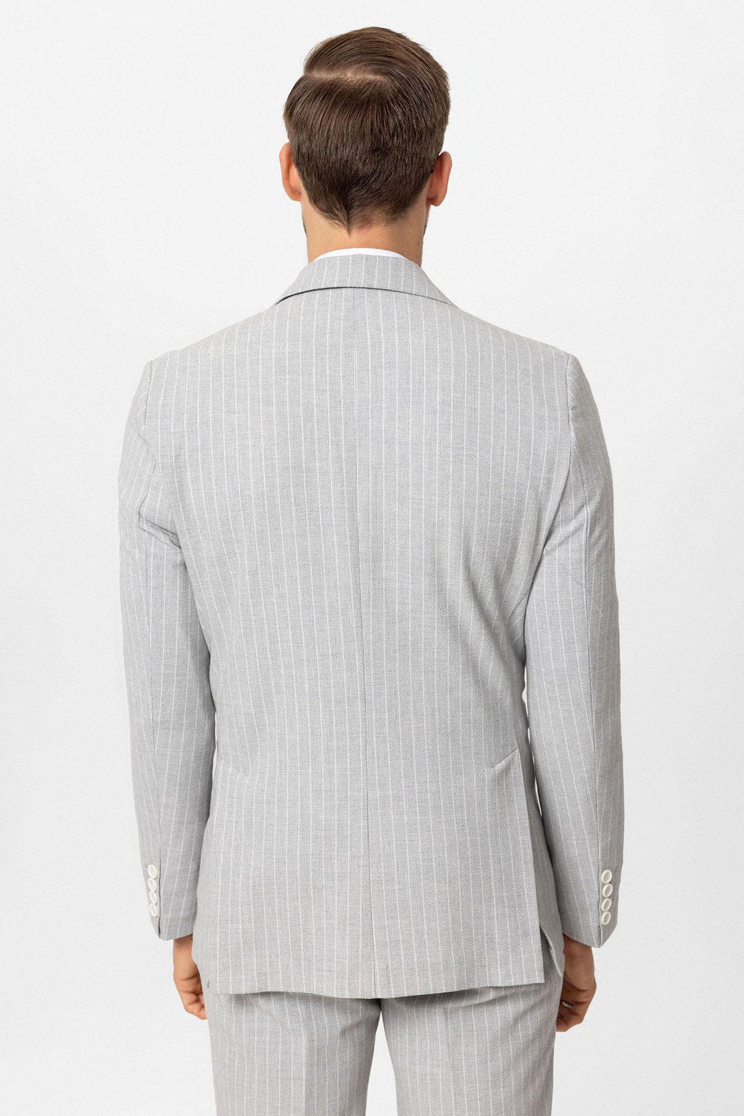 ANT Antioch Gray Single Button Double Breasted Striped Men's Blazer Jacket - Maricopa