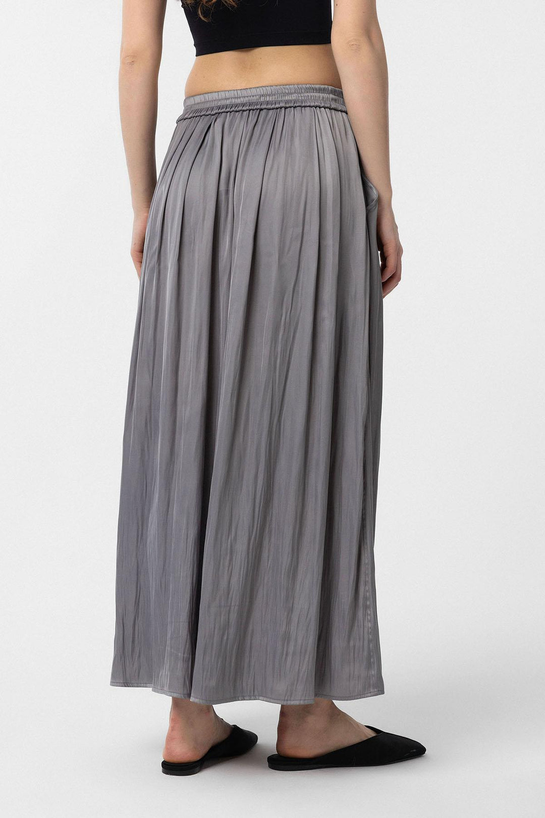 ANT Antioch Gri Uzun Dökümlü Pilili Kadın Etek - Sayreville