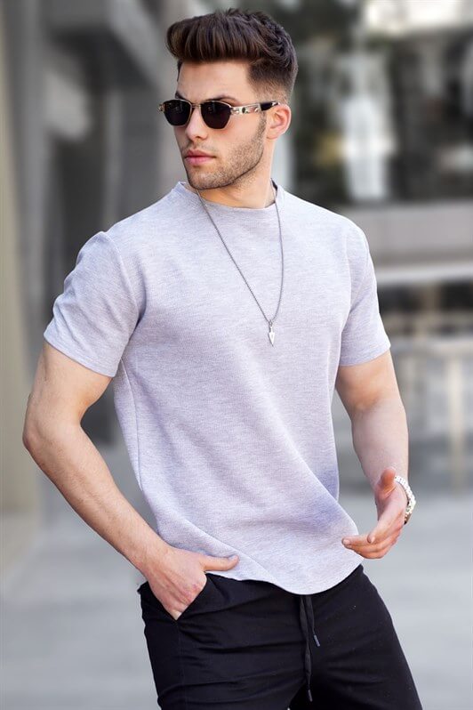 MDX Gray Waffle Fabric Basic T-shirt 5883 - Villahermosa