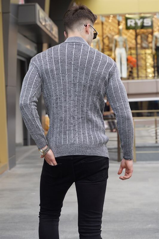 MDX Gray Half Fisherman Collar Sweater 5761 - Chalco