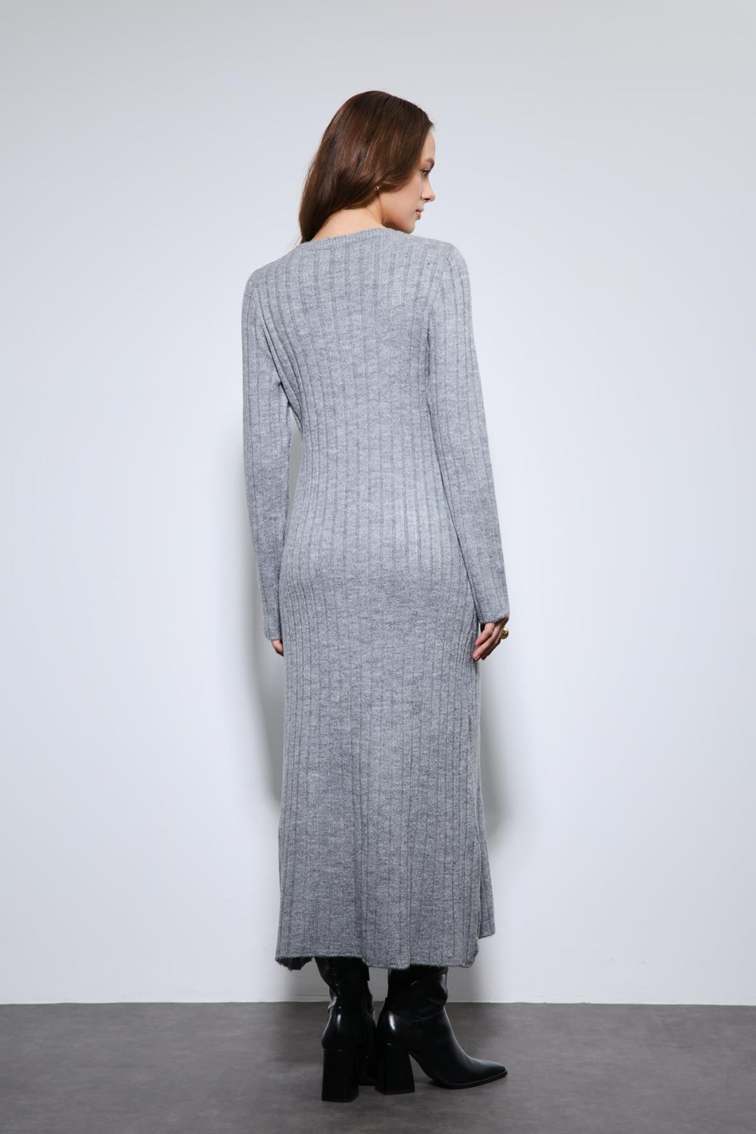 ANT Antioch Gray Slit Detailed Knit Dress - Torquay