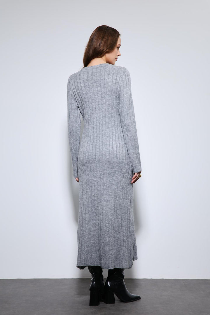 ANT Antioch Gray Slit Detailed Knit Dress - Torquay