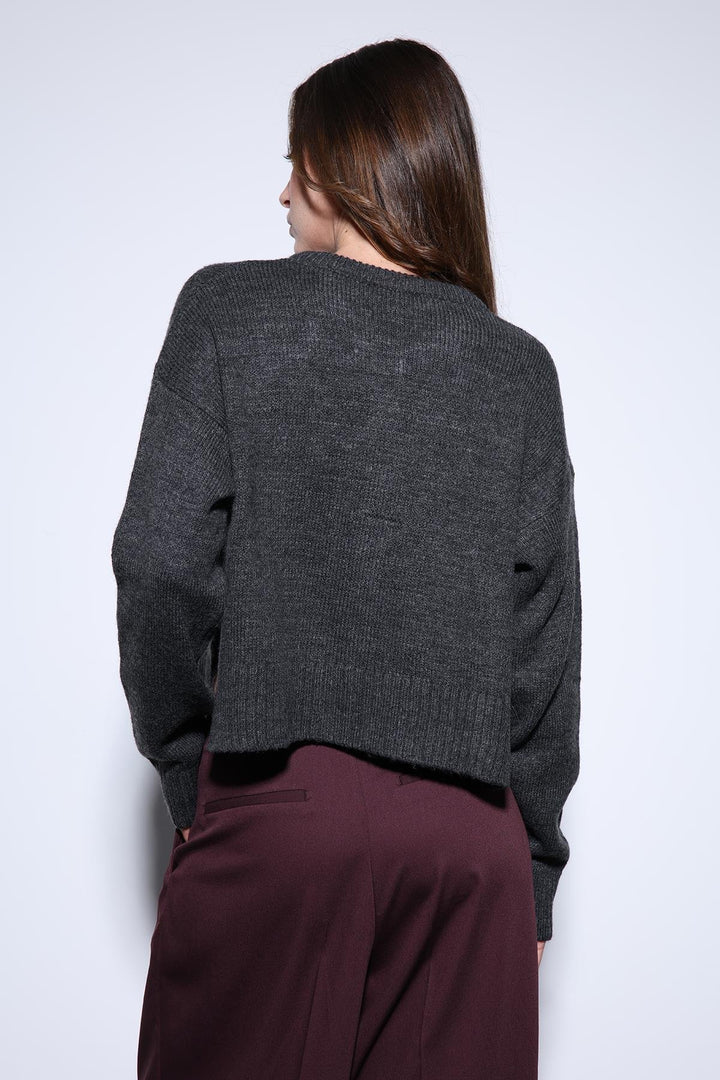 ANT Antioch Gray Slit Knit Sweater for Women - Fafe