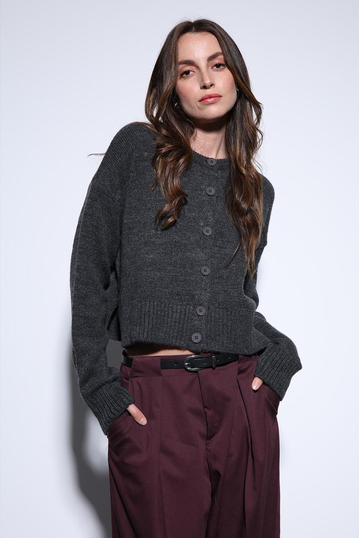 ANT Antioch Gray Slit Knit Sweater for Women - Fafe