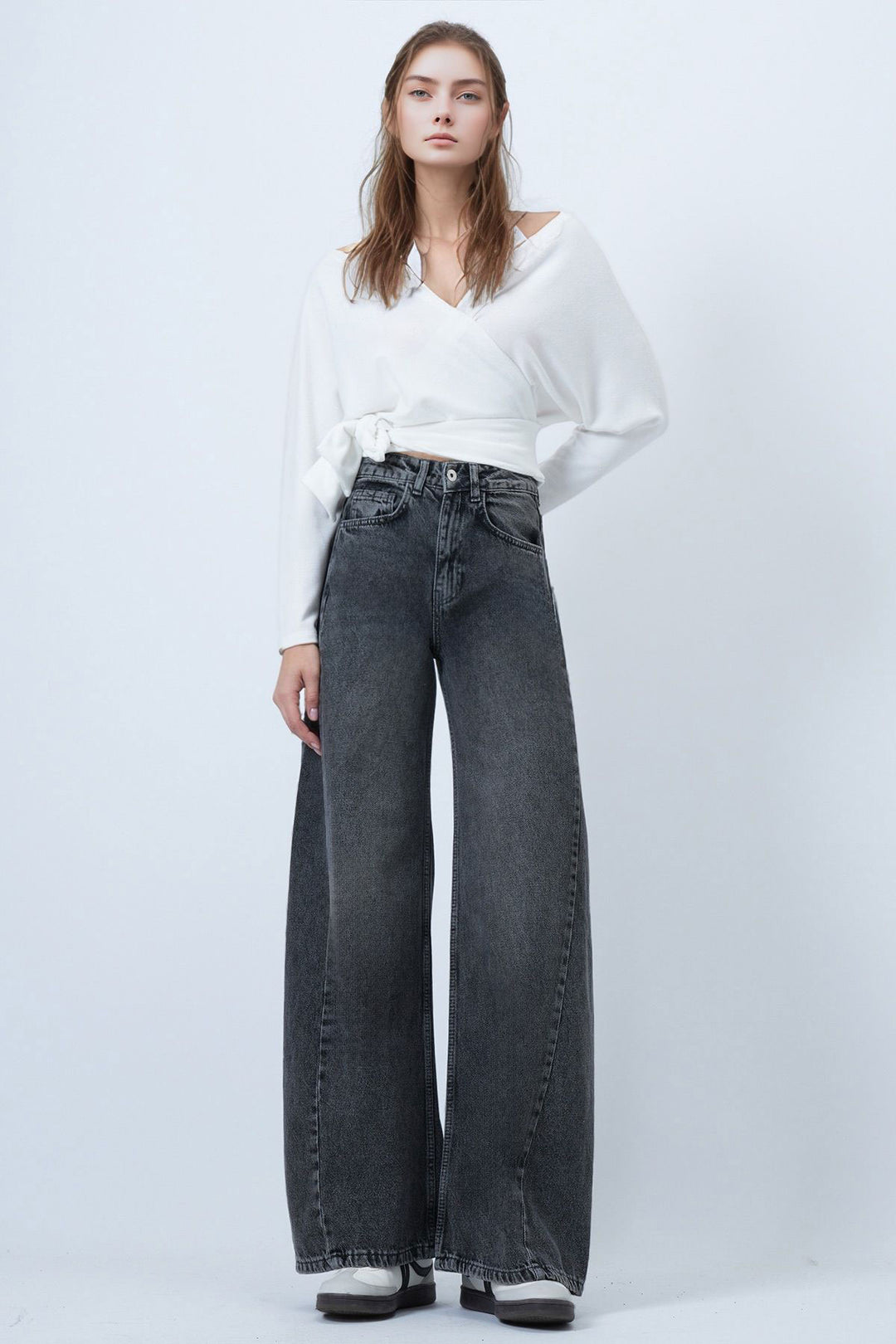 Gray High Waisted 5 Pocket Baggy Jean BCHNW-251207 - Gateshead