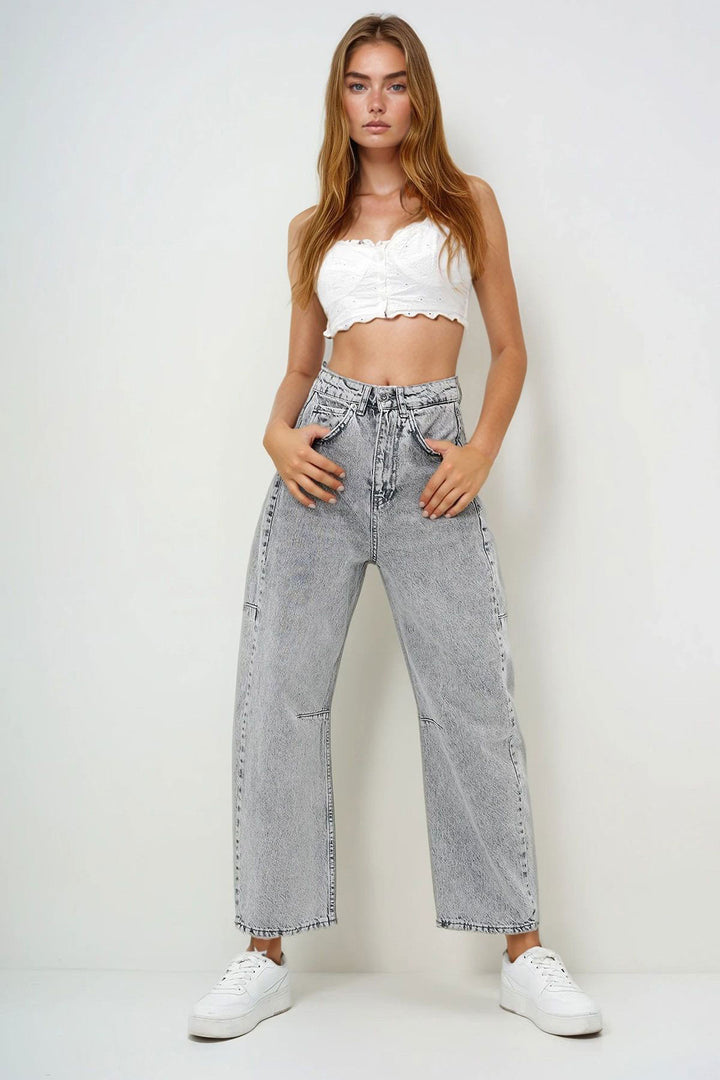 Gray High Waist Baggy Balloon Jean BCHNW-251172 - La Roche-sur-Yon