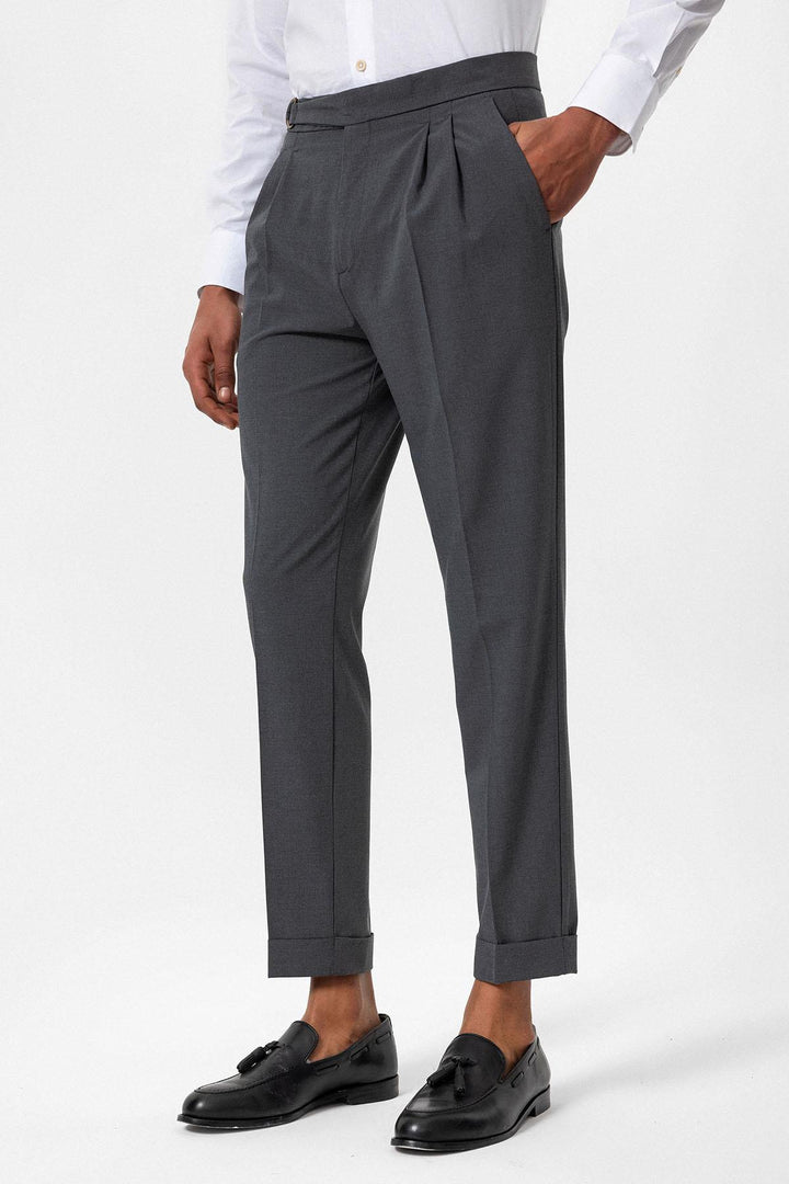 ANT Antioch Gray High Waist Buckle Closure Pleated Men's Pants - Palmerston North