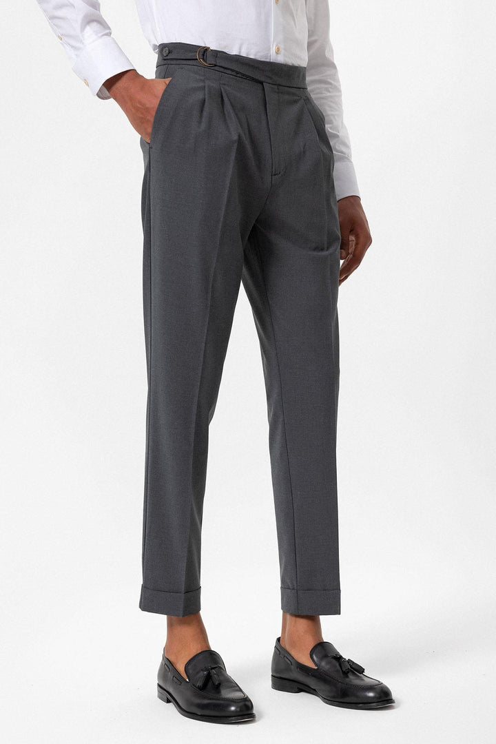 ANT Antioch Gray High Waist Buckle Closure Pleated Men's Pants - Palmerston North