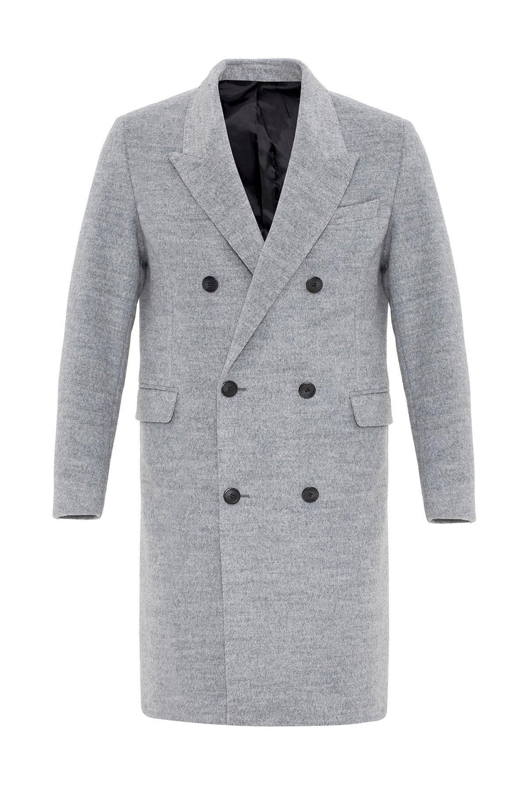ANT Antioch Gray Wool Blend Double-Breasted Men's Coat - Euless
