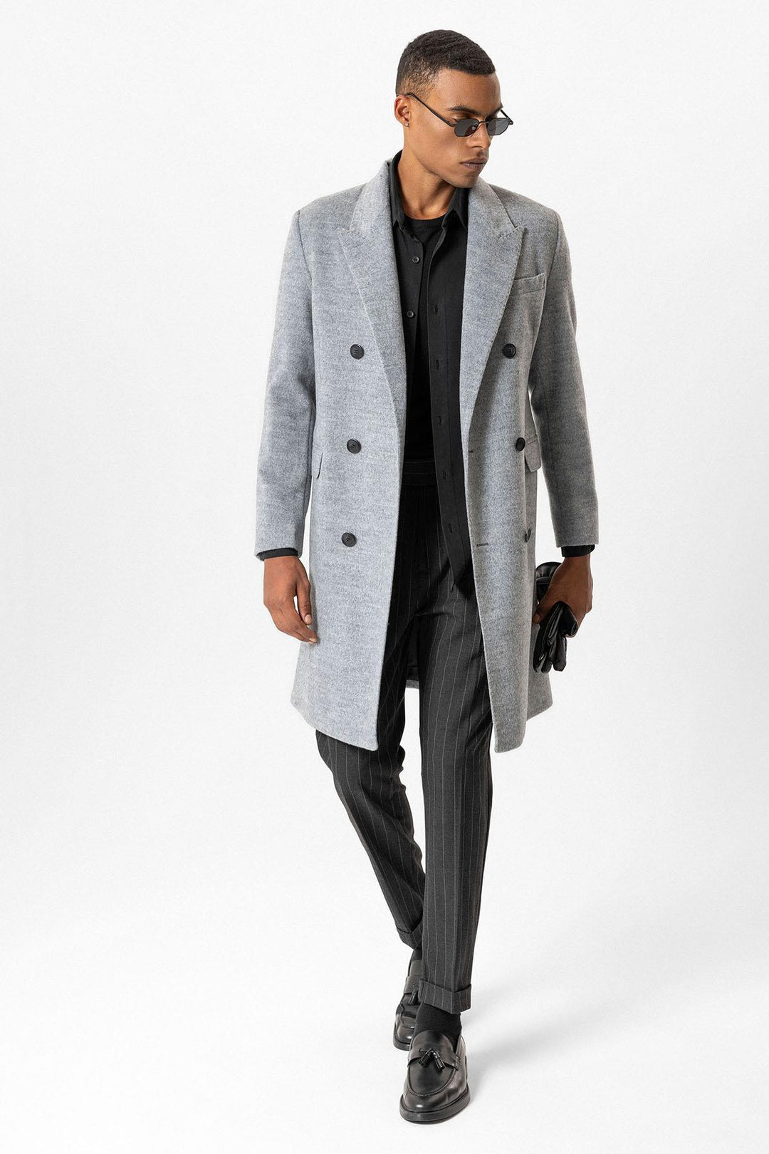 ANT Antioch Gray Wool Blend Double-Breasted Men's Coat - Euless