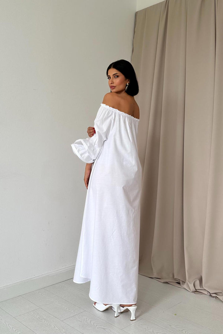ELS Rose Accessorized Madonna Dress - White - Aranjuez