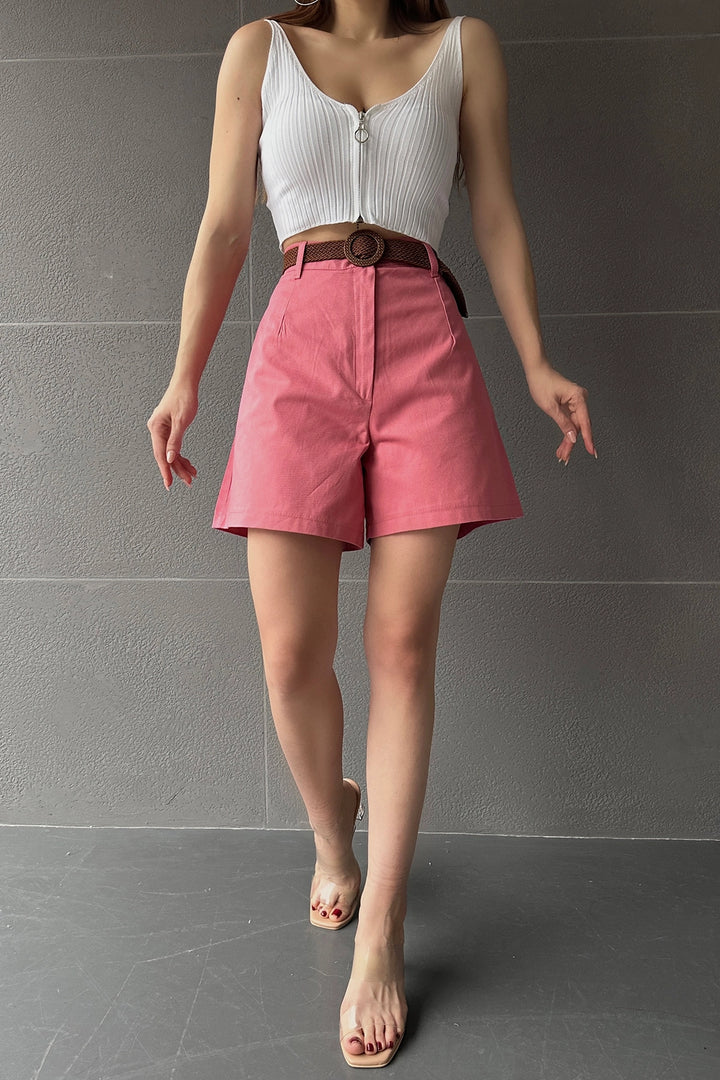 Dried Rose High Waisted Wide Leg Mom Shorts BCDF-233305 - Velsen-Zuid
