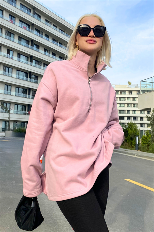 MDX Rose Dry Zip Neck Slit Sweatshirt MG1903 - Sesto San Giovanni