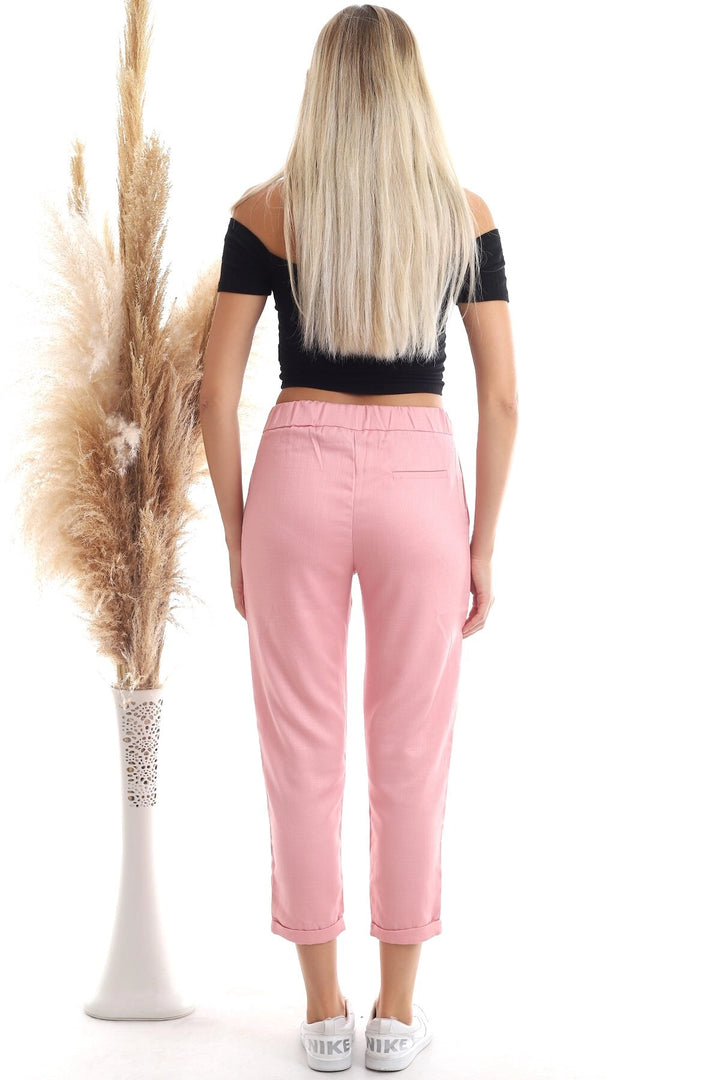 Dried Rose Zippered Pleated Pocketed Viscose Carrot Pants CO-2520343111 - Burlington
