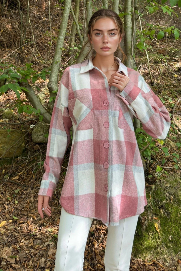 Dried Rose Oversize Soft Textured Coat Pocket Shirt BCBSK-25700-3539 - Hemel Hempstead