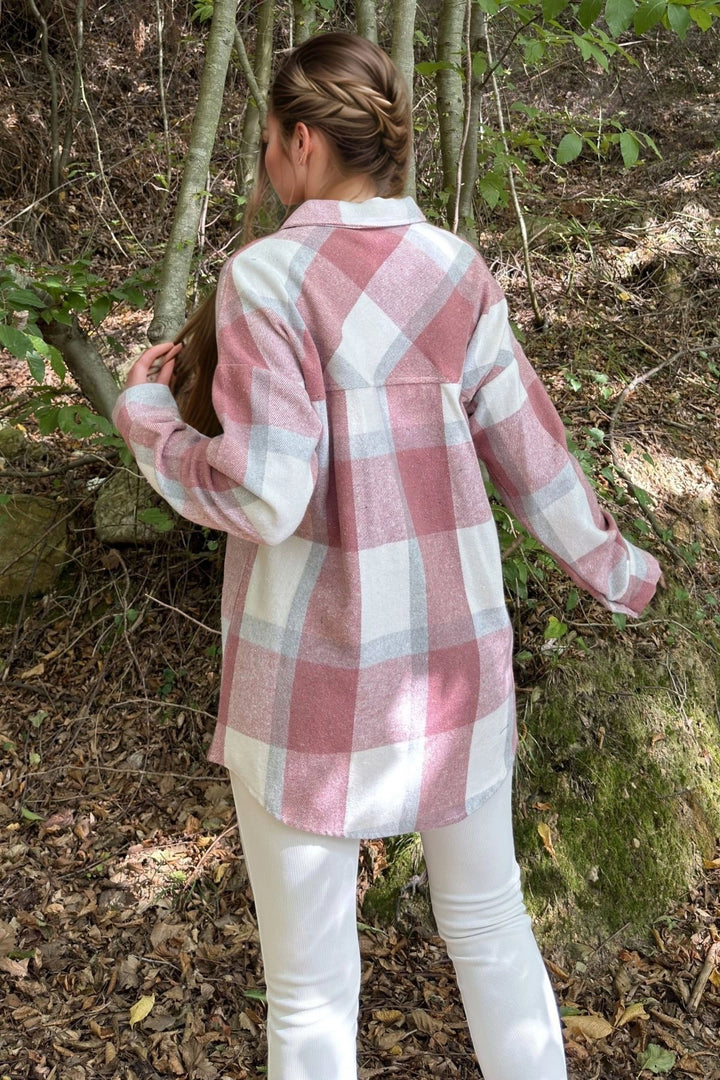 Dried Rose Oversize Soft Textured Coat Pocket Shirt BCBSK-25700-3539 - Hemel Hempstead