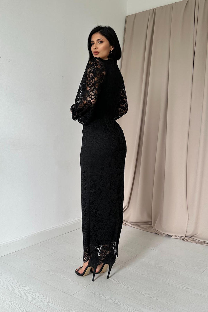 ELS Guipure Detailed Lace Dress - Black - Hofheim