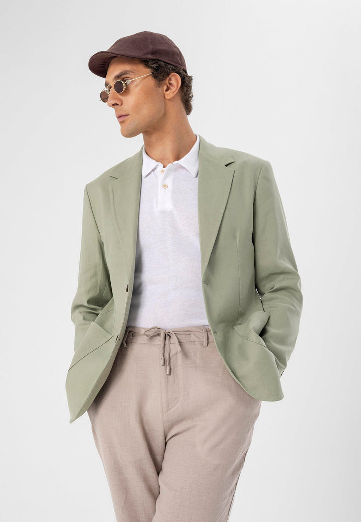 ANT Antioch Haki %100 Keten Erkek Blazer Ceket - Ann Arbor