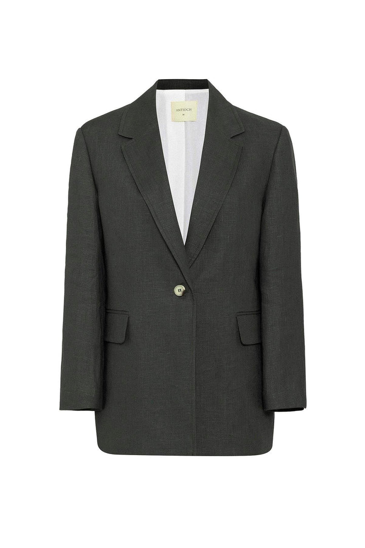 ANT Antioch Haki 100% Keten Kadın Blazer Ceket - Tamworth