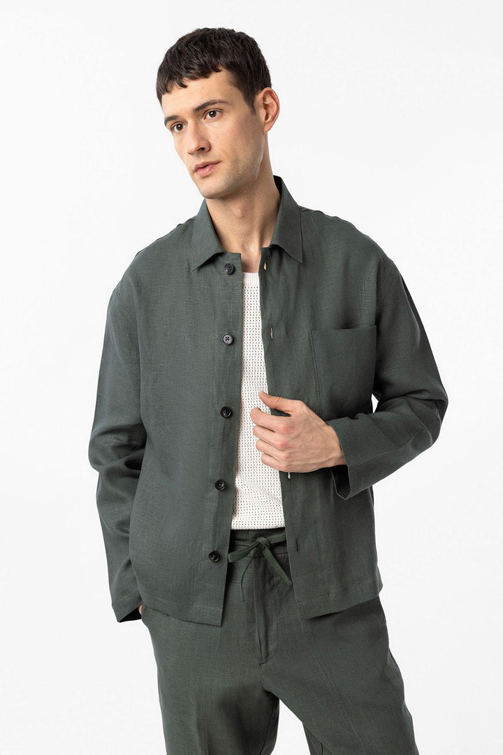 ANT Antioch Haki 100% Linen Relax Fit Men's Lightweight Jacket - Great Yarmouth