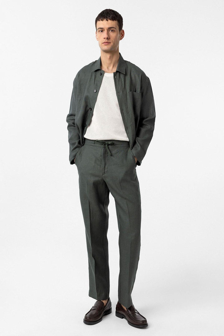 ANT Antioch Haki 100% Linen High Waist Men's Pants - Nantes