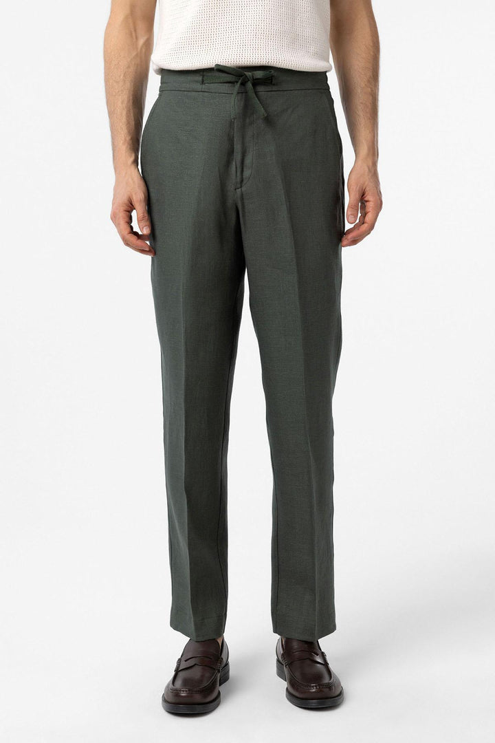 ANT Antioch Haki 100% Linen High Waist Men's Pants - Nantes