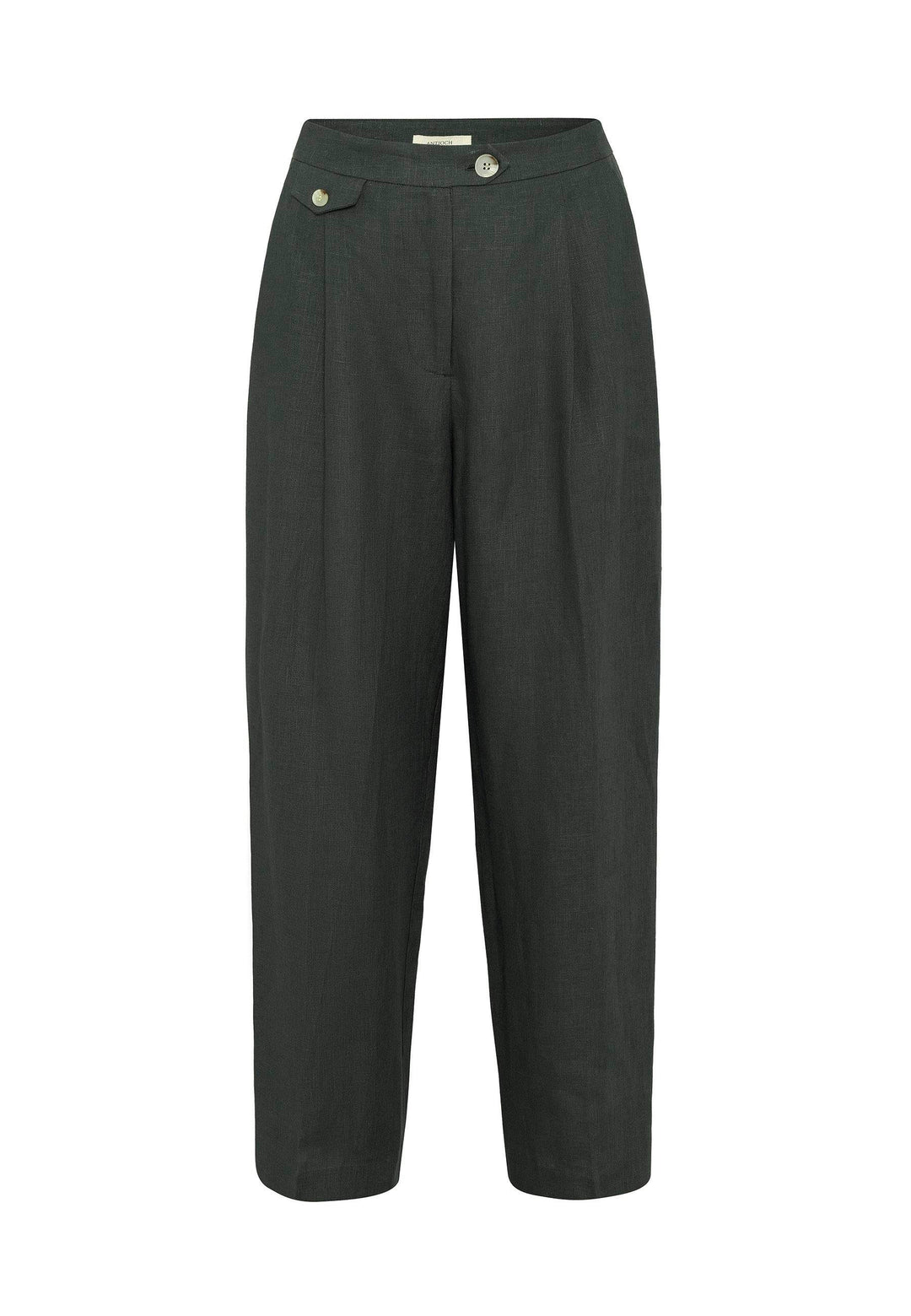 ANT Antioch Haki 100% Linen High Waisted Pleated Women's Pants - Gilroy