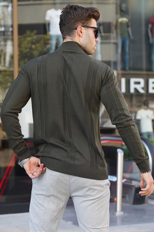 MDX Haki Fisherman Collar Patterned Sweater 6825 - Capannori